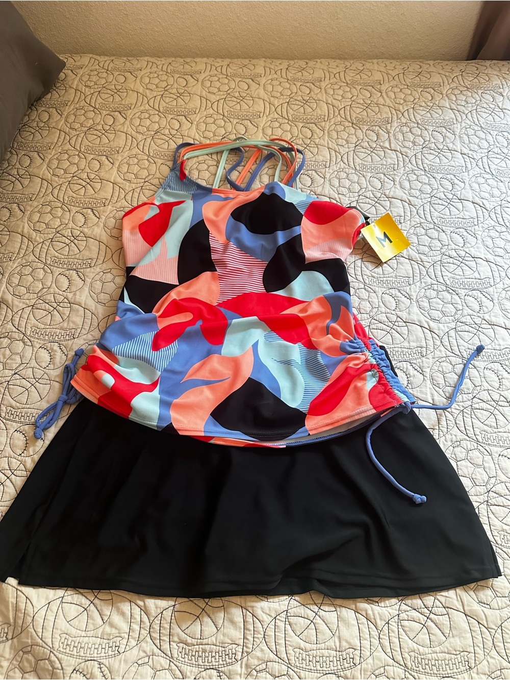 ZeroXposur Multicolor Abstract Two-Pieces Tankini with Black Skirt